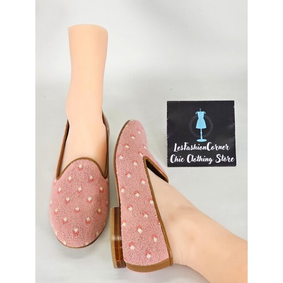 Zalo Women's Pink Flower Print Slip-On Loafers With Brown Leather Trim Sz 8 191 - Picture 9 of 14